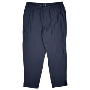 Eileen Fisher Silk Crepe Pants Womens L Black Pull On Washable Business Casual